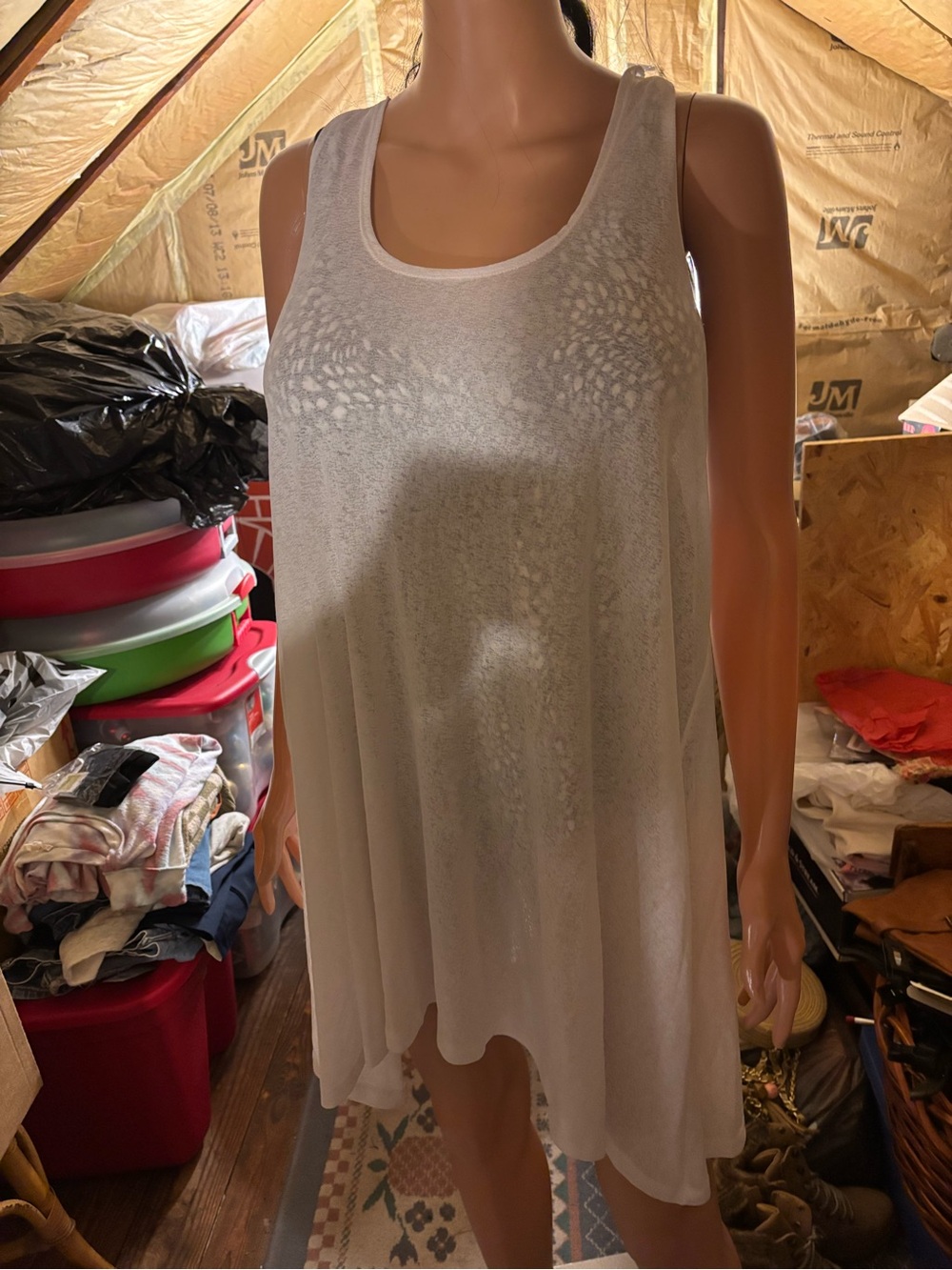 Women’s Sheer White Tank Swim Cover Up Size M